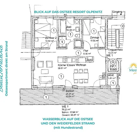Beachterraceone - Eg, Meerblick, Terrasse, Kamin, Sauna Apartament Olpenitz
